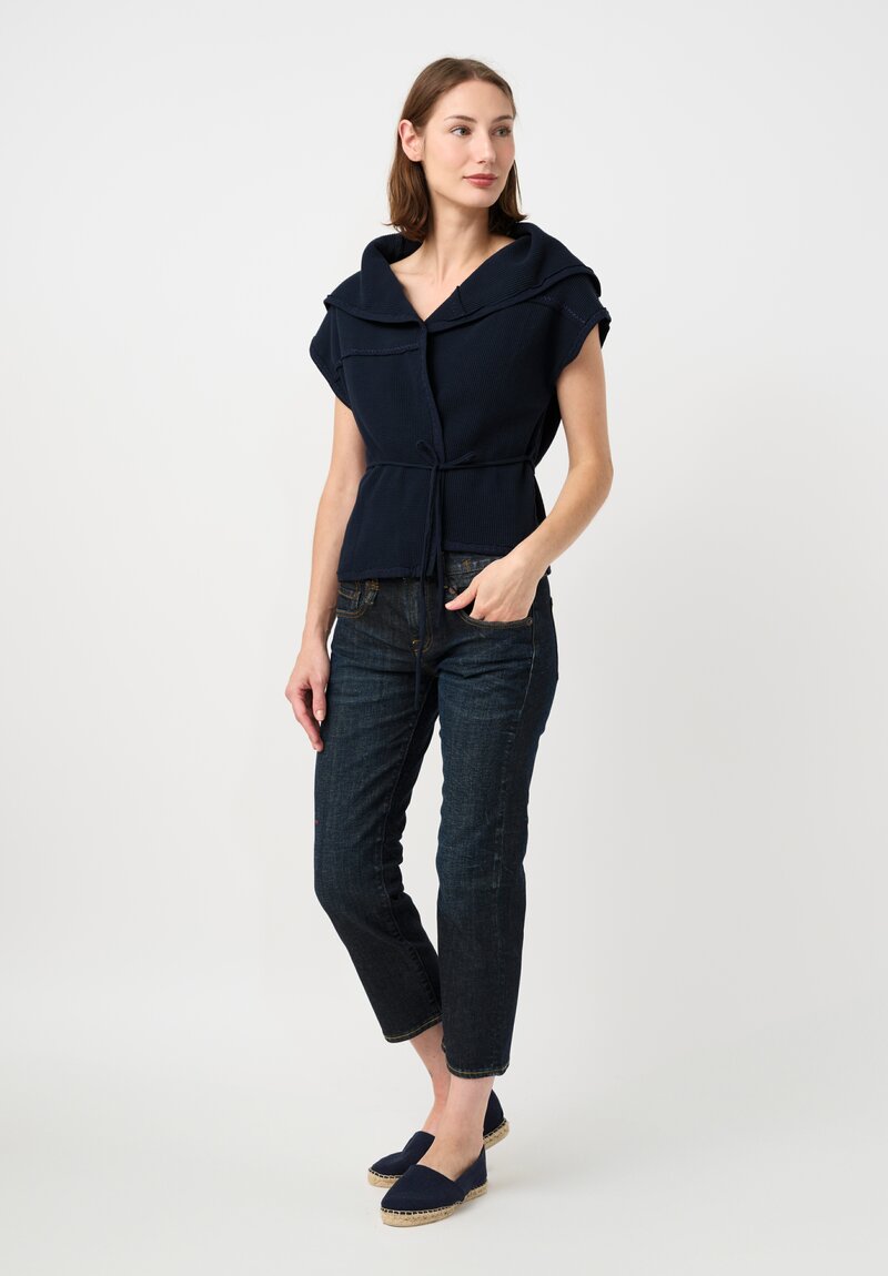 Alabama Chanin Cotton Patchwork Wrap Top in Midnight Blue