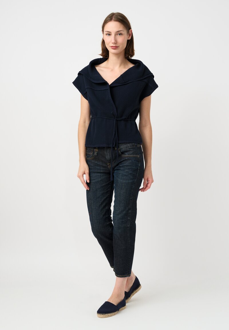 Alabama Chanin Cotton Patchwork Wrap Top in Midnight Blue