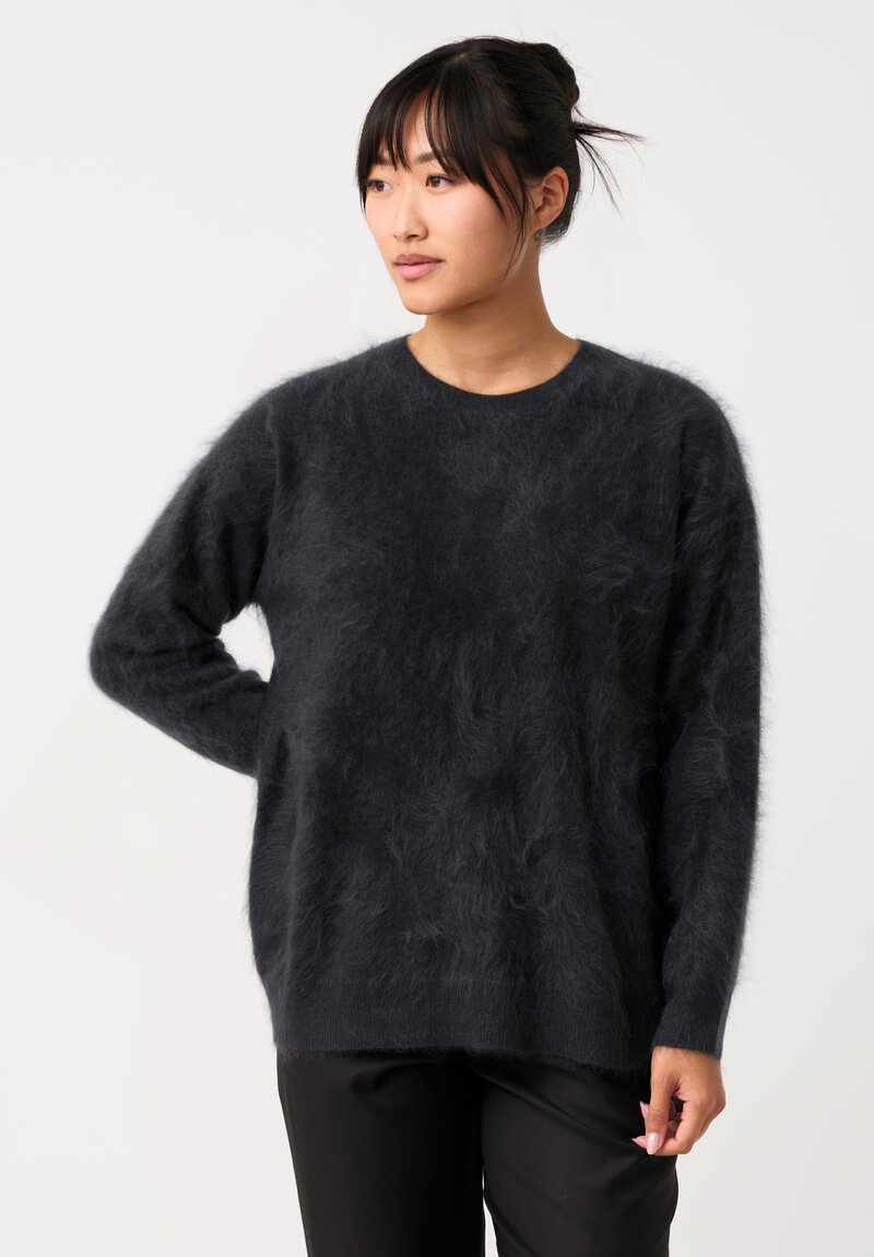 Iris Von Arnim Brushed Cashmere Elysa Sweater in Kajal Black