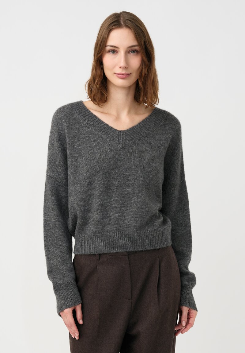Iris Von Arnim Cashmere Silk Bergen Sweater in River Stone Grey