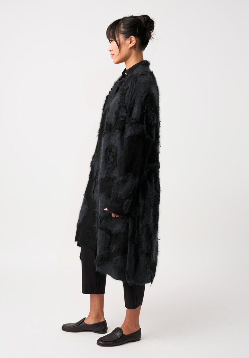 Iris Von Arnim Brushed Cashmere Cina Cardigan in Kajal & Obsidian Black