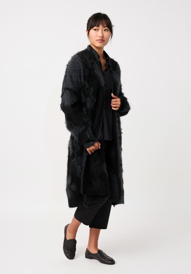 Iris Von Arnim Brushed Cashmere Cina Cardigan in Kajal & Obsidian Black
