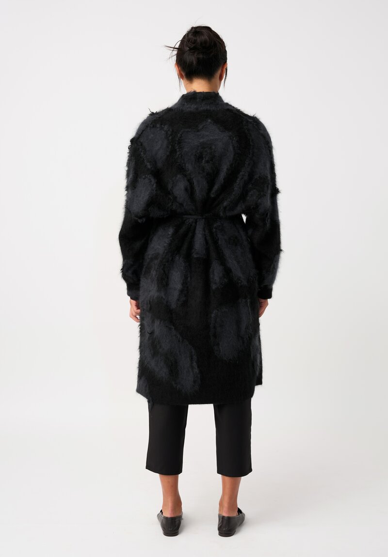 Iris Von Arnim Brushed Cashmere Cina Cardigan in Kajal & Obsidian Black