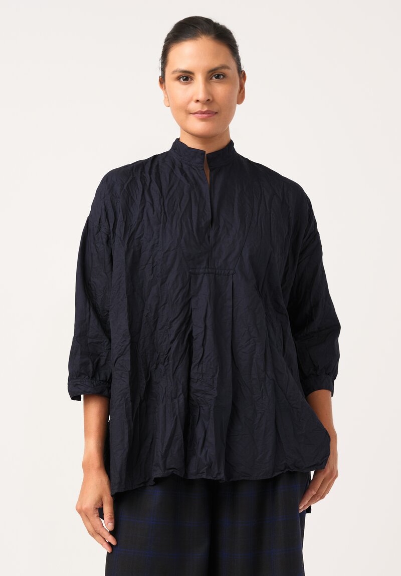 Daniela Gregis Washed Cotton Kora Invierno Top in Operaio Blue