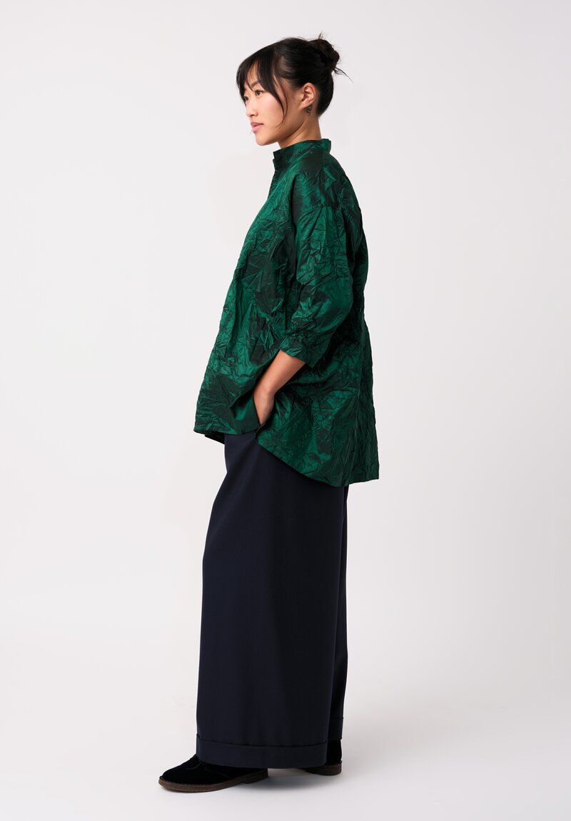 Daniela Gregis Washed Silk Kora Invierno Top in Emerald Green