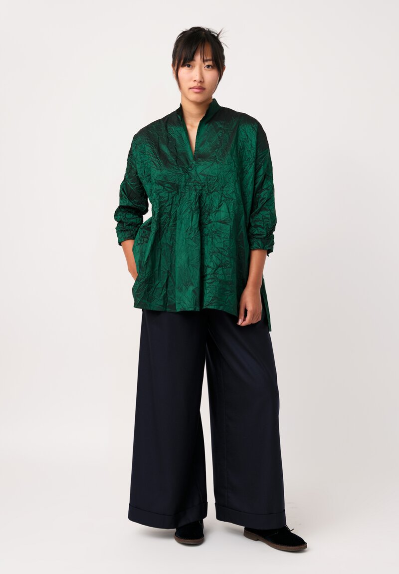 Daniela Gregis Washed Silk Kora Invierno Top in Emerald Green