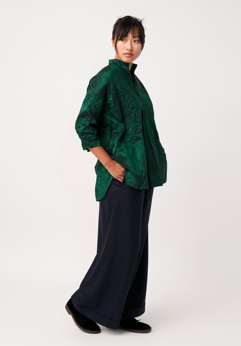 Daniela Gregis Washed Silk Kora Invierno Top in Emerald Green