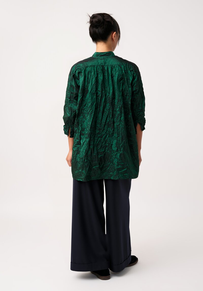 Daniela Gregis Washed Silk Kora Invierno Top in Emerald Green