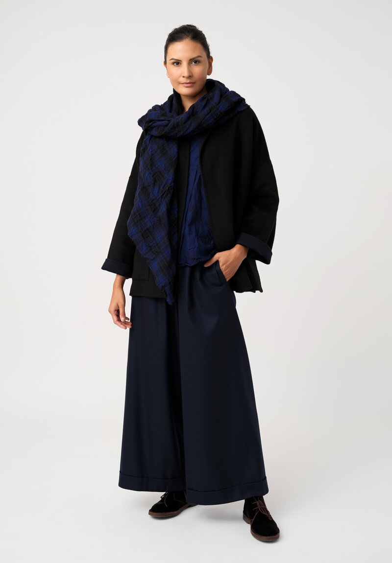 Daniela Gregis Double-Faced Cashmere Gladiolo Jacket in Black & Blue Ink	