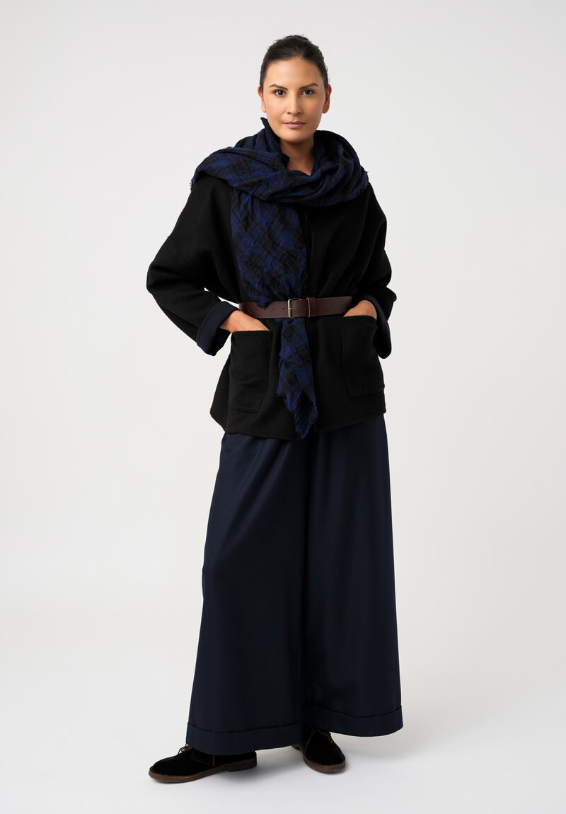 Daniela Gregis Double-Faced Cashmere Gladiolo Jacket in Black & Blue Ink	