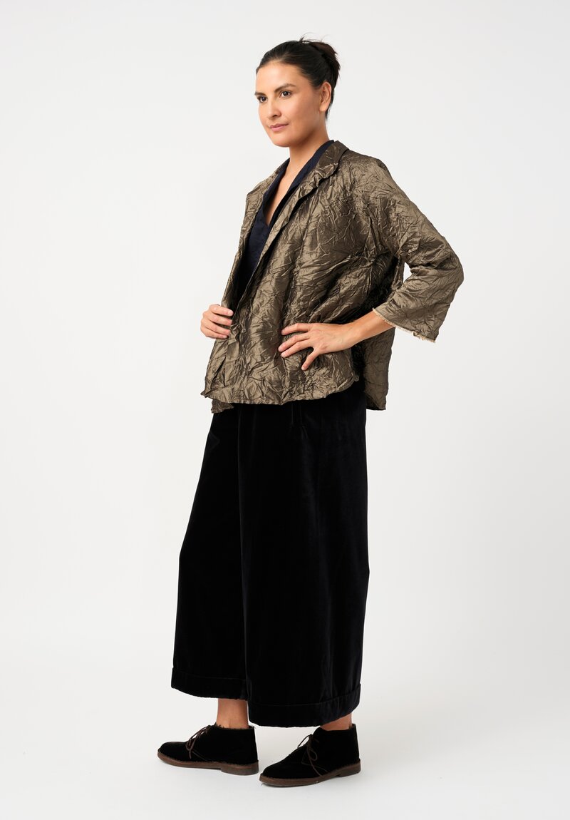 Daniela Gregis Washed Silk Spicchi Colletto Jacket in Bronze Brown