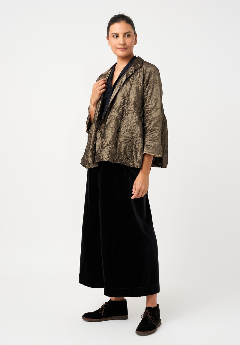 Daniela Gregis Washed Silk Spicchi Colletto Jacket in Bronze Brown