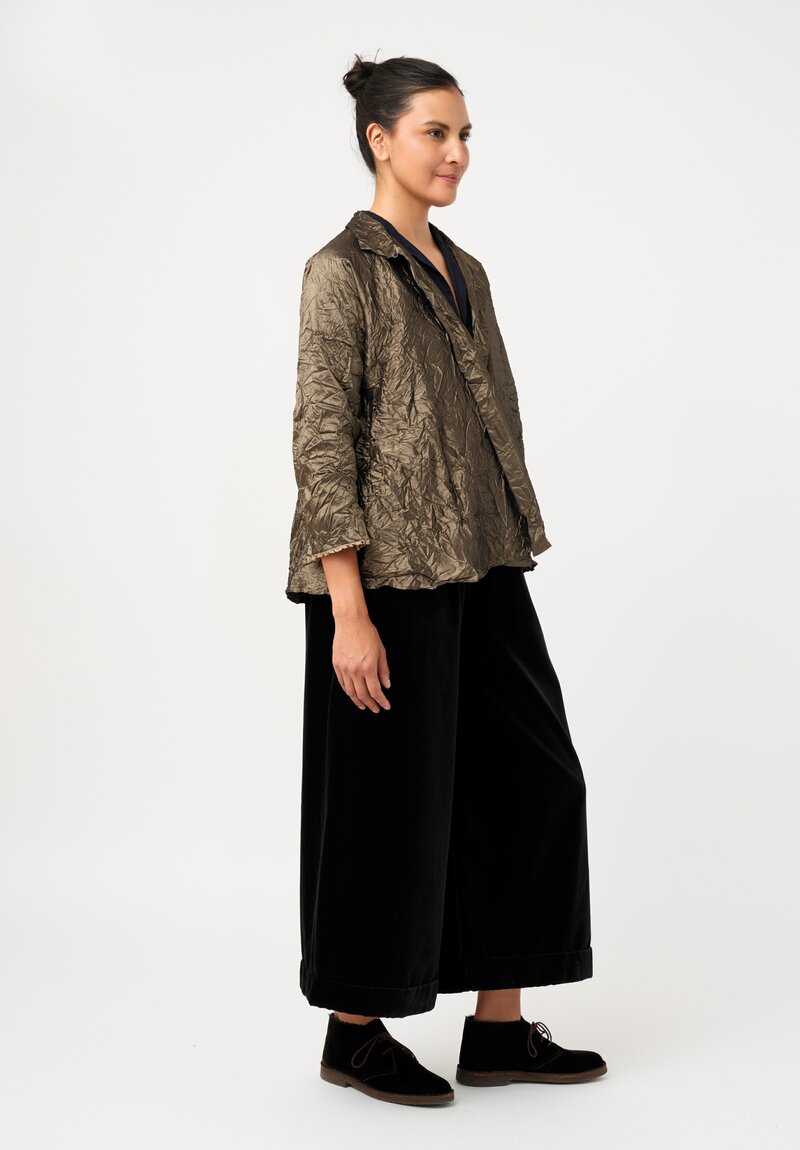 Daniela Gregis Washed Silk Spicchi Colletto Jacket in Bronze Brown