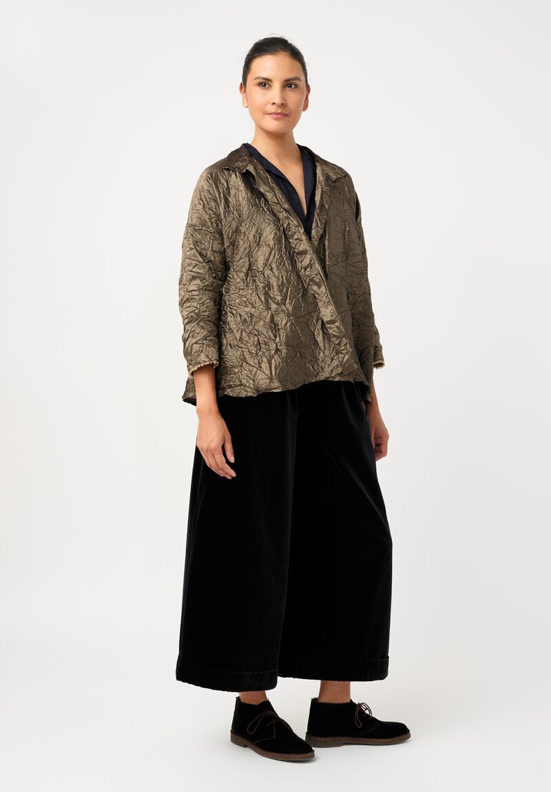 Daniela Gregis Washed Silk Spicchi Colletto Jacket in Bronze Brown