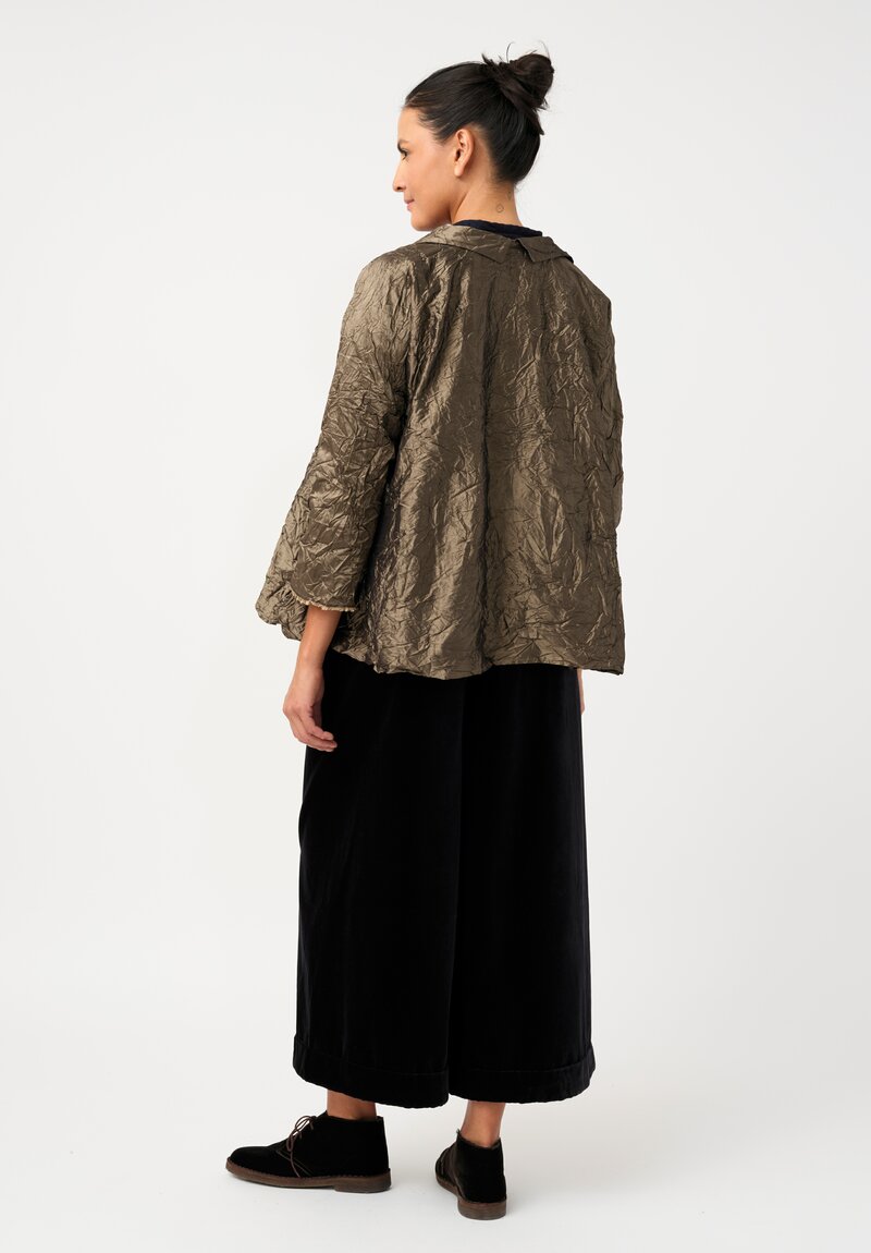 Daniela Gregis Washed Silk Spicchi Colletto Jacket in Bronze Brown
