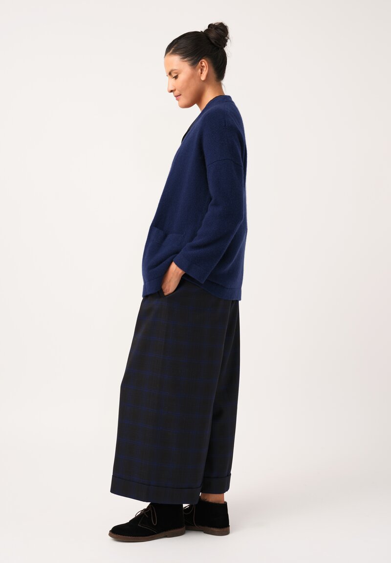Daniela Gregis Cashmere Tasche Cinque Cardigan in Blue Ink