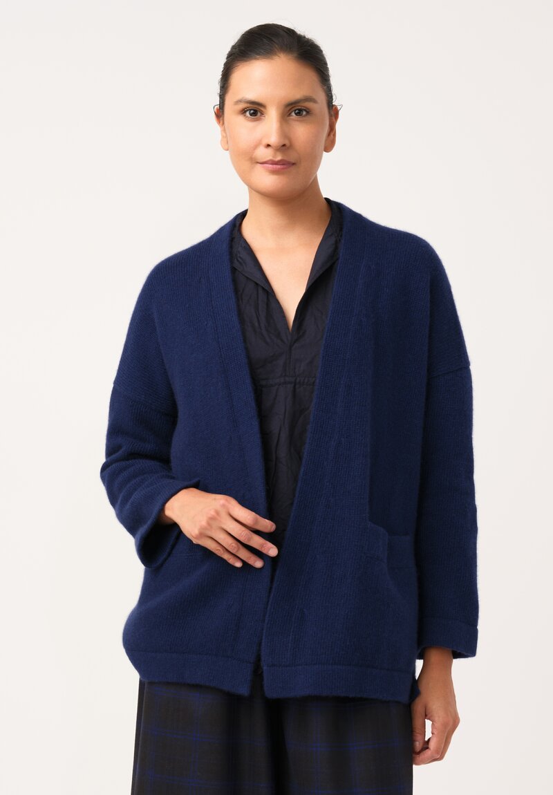 Daniela Gregis Cashmere Tasche Cinque Cardigan in Blue Ink
