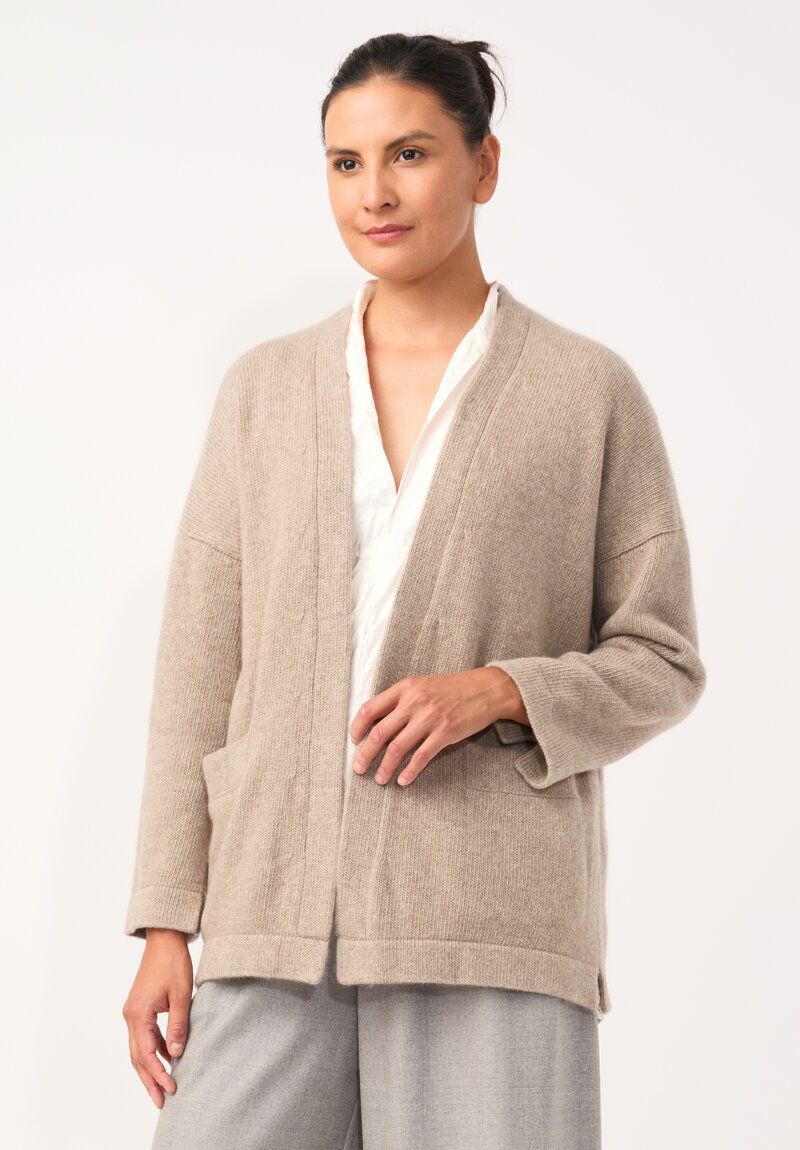 Daniela Gregis Cashmere Tasche Cinque Cardigan in Beige Natural