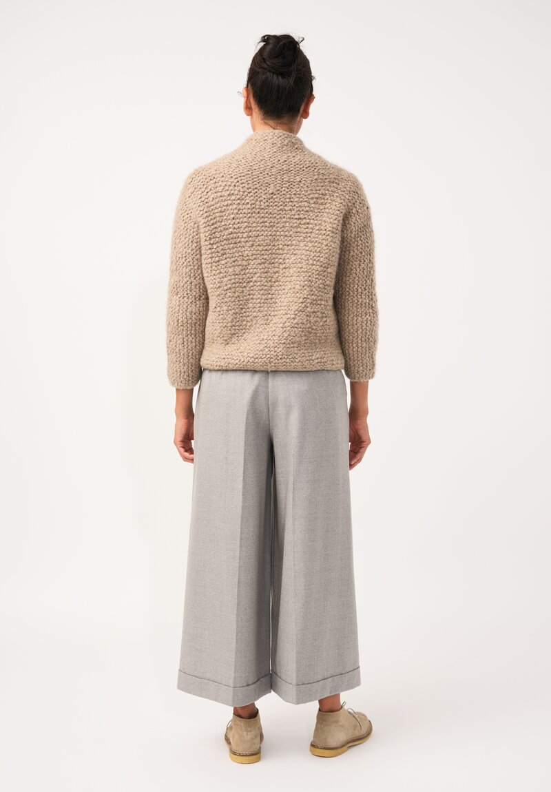 Daniela Gregis Hand-Knit Cashmere Collo Scialle Cardigan in Natural Champagne