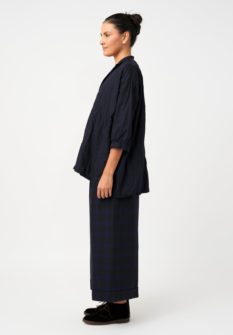 Daniela Gregis Wide Leg Tasche Pigiama Pants in Blue Ink Tartan