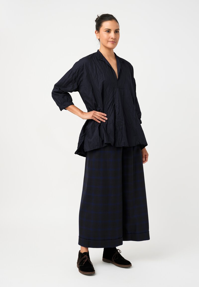 Daniela Gregis Wide Leg Tasche Pigiama Pants in Blue Ink Tartan