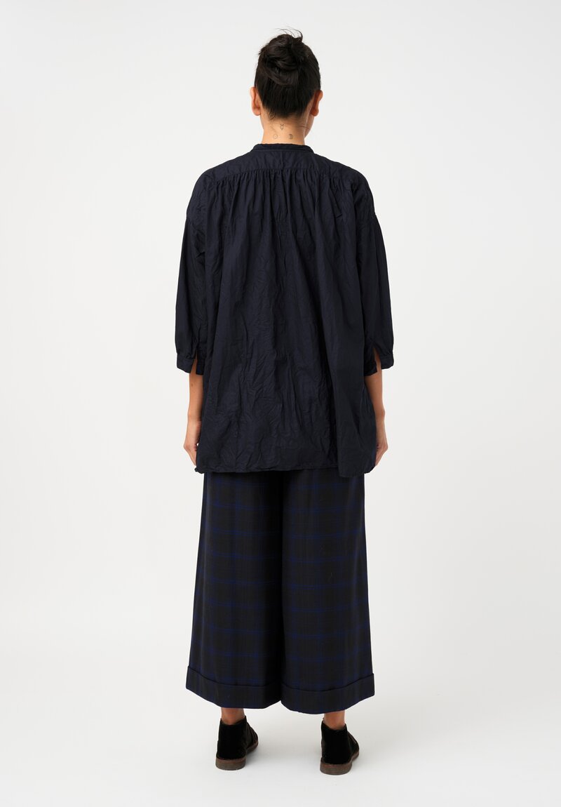 Daniela Gregis Wide Leg Tasche Pigiama Pants in Blue Ink Tartan