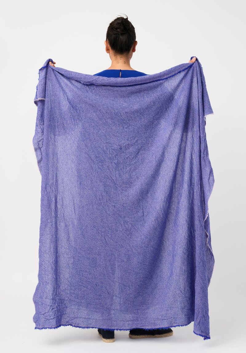 Daniela Gregis Washed Cashmere Scarf in Pink & Blue Crosshatch