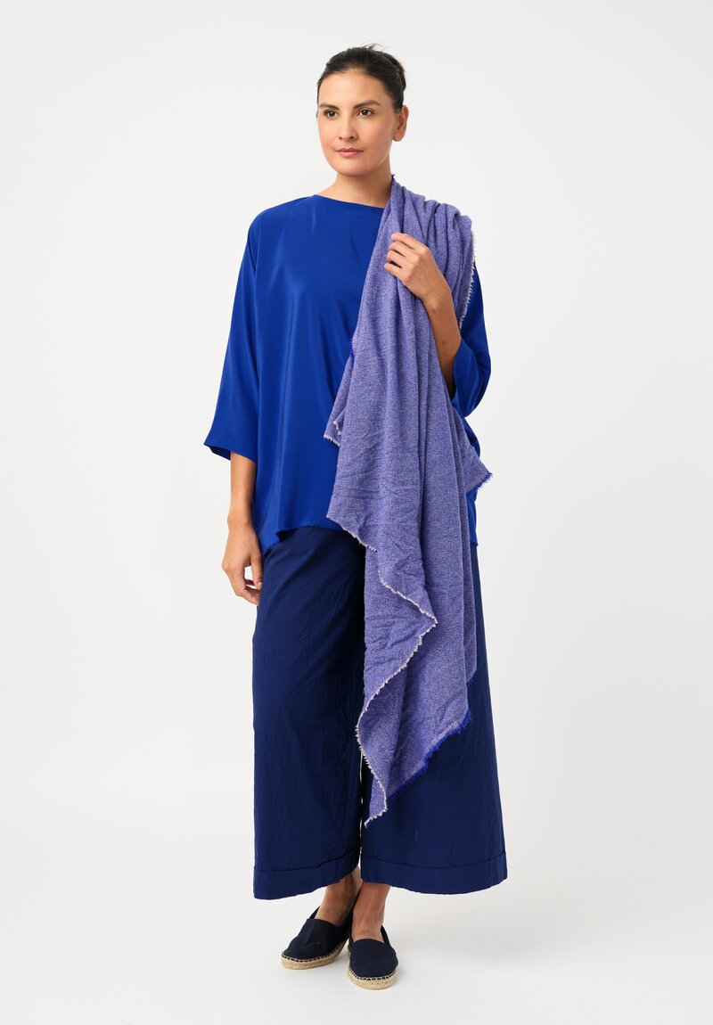 Daniela Gregis Washed Cashmere Scarf in Pink & Blue Crosshatch