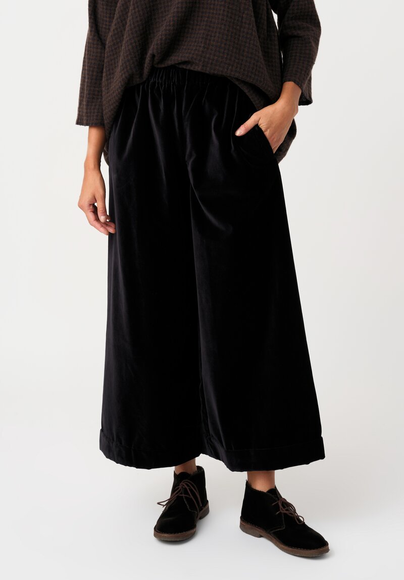 Daniela Gregis Washed Cotton Velvet Pigiama Tasche Pants in Navy Blue	