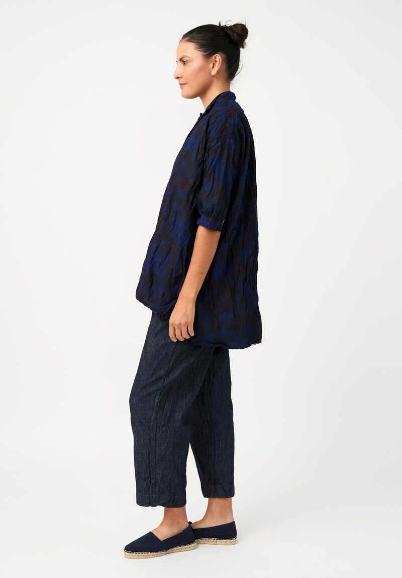 Daniela Gregis Washed Cotton Sigaretta Pants in Denim Blue Twill