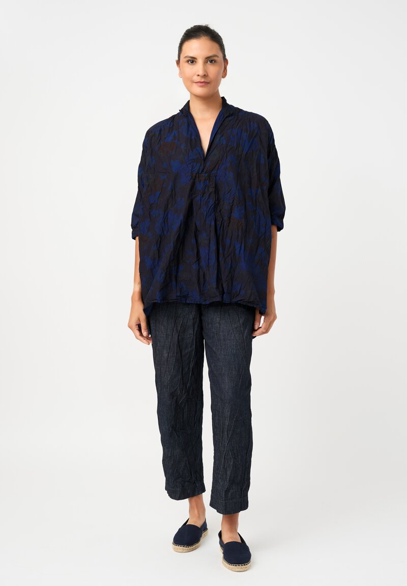 Daniela Gregis Washed Cotton Sigaretta Pants in Denim Blue Twill