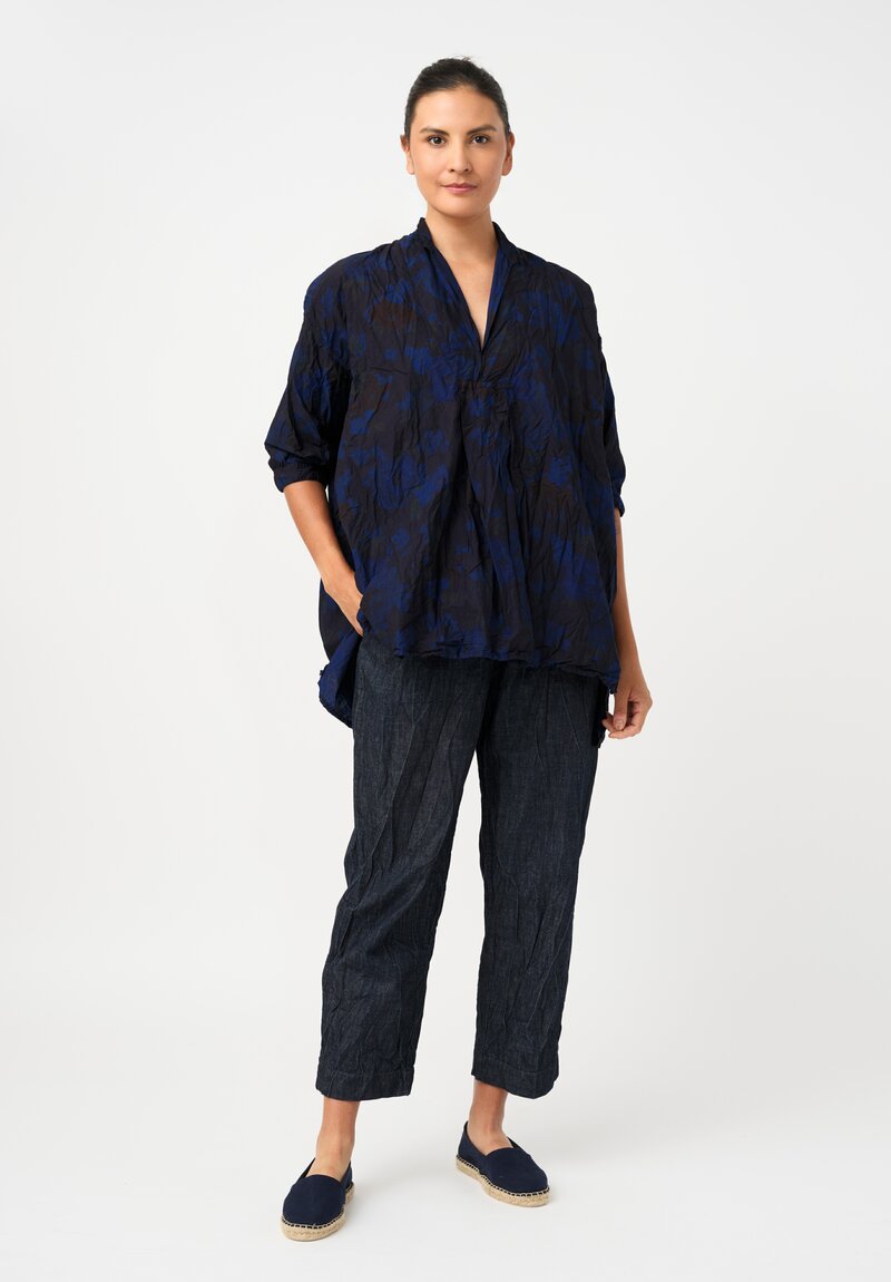 Daniela Gregis Washed Cotton Sigaretta Pants in Denim Blue Twill