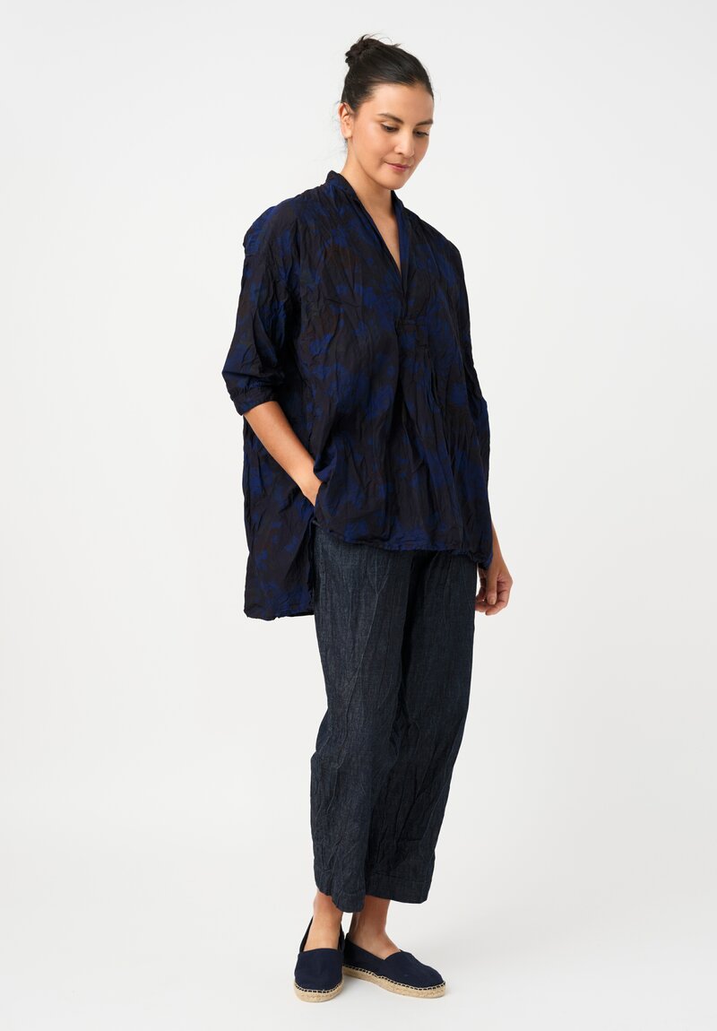 Daniela Gregis Washed Cotton Sigaretta Pants in Denim Blue Twill