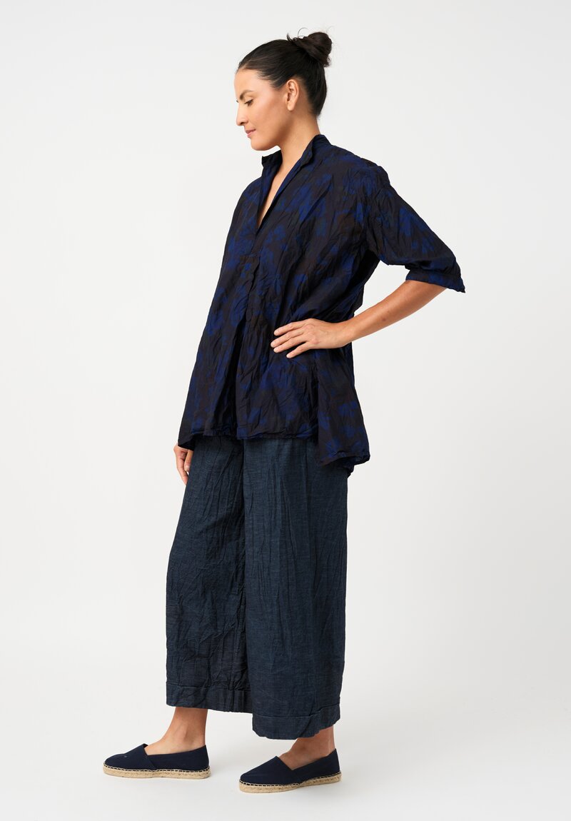 Daniela Gregis Washed Cotton Pigiama Tasche Pants in Denim Blue Twill