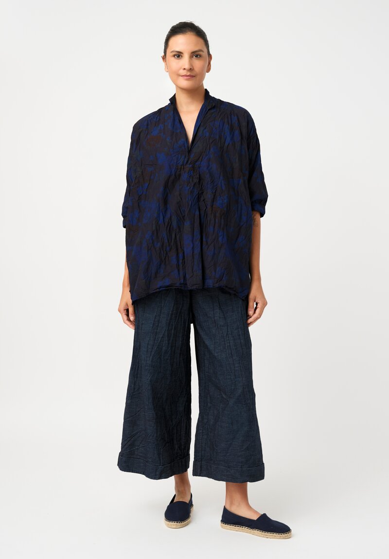 Daniela Gregis Washed Cotton Pigiama Tasche Pants in Denim Blue Twill