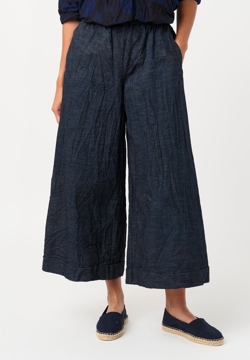Daniela Gregis Washed Cotton Pigiama Tasche Pants in Denim Blue Twill