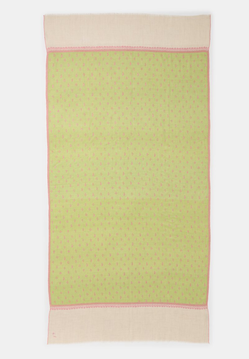 Yaser Shaw Embroidered Flowers Cashmere Scarf