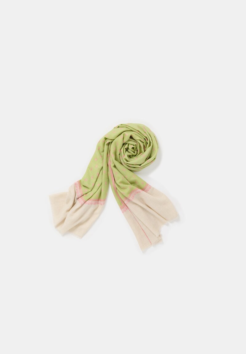 Yaser Shaw Embroidered Flowers Cashmere Scarf