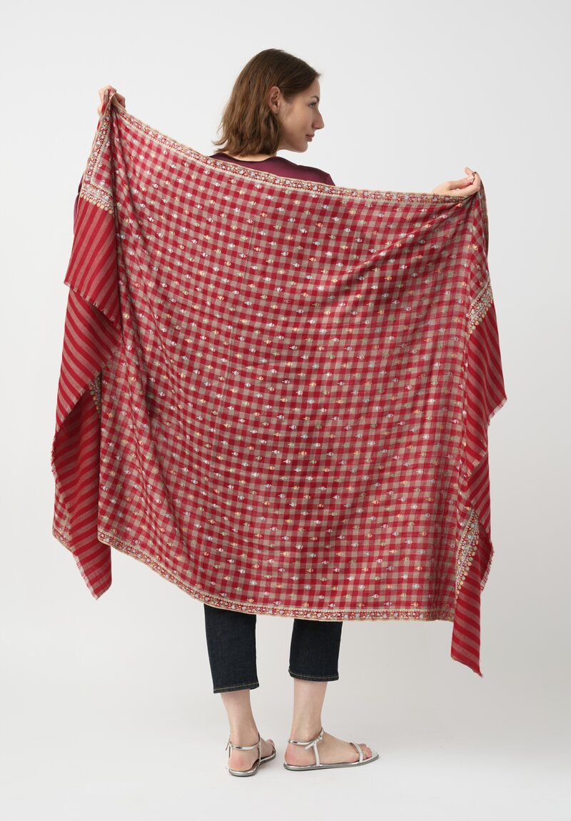 Yaser Shaw Embroidered Flowers Cashmere Scarf