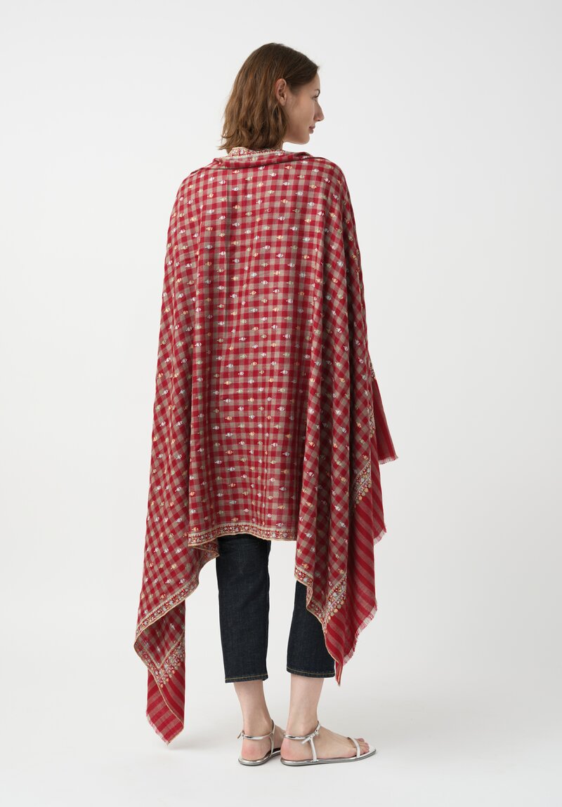 Yaser Shaw Embroidered Flowers Cashmere Scarf