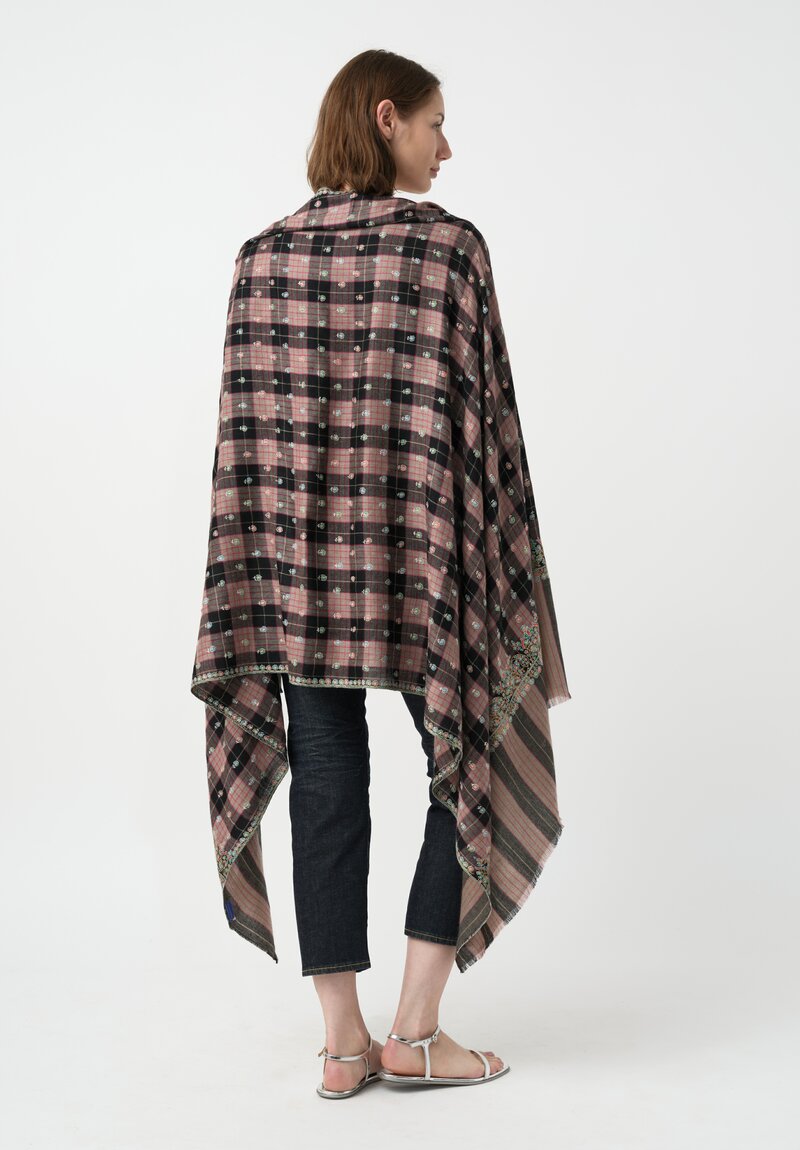 Yaser Shaw Embroidered Flowers Cashmere Scarf