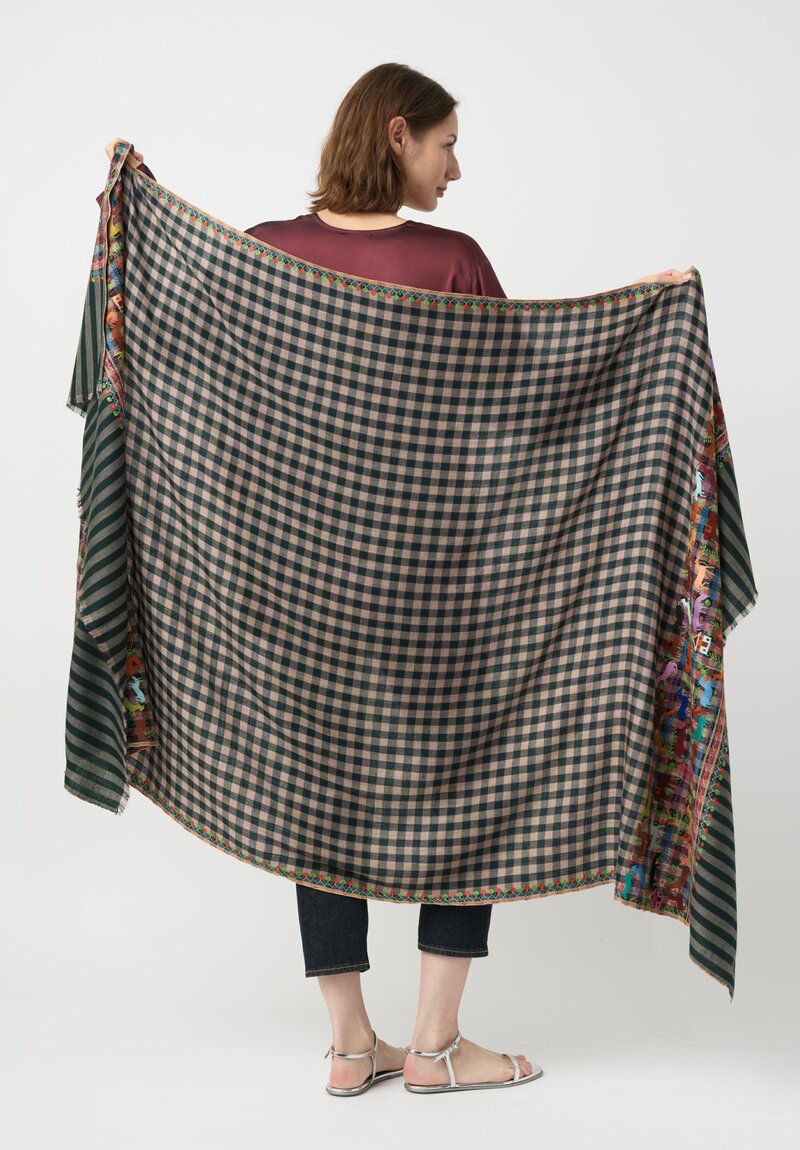 Yaser Shaw Embroidered Animals Cashmere Scarf