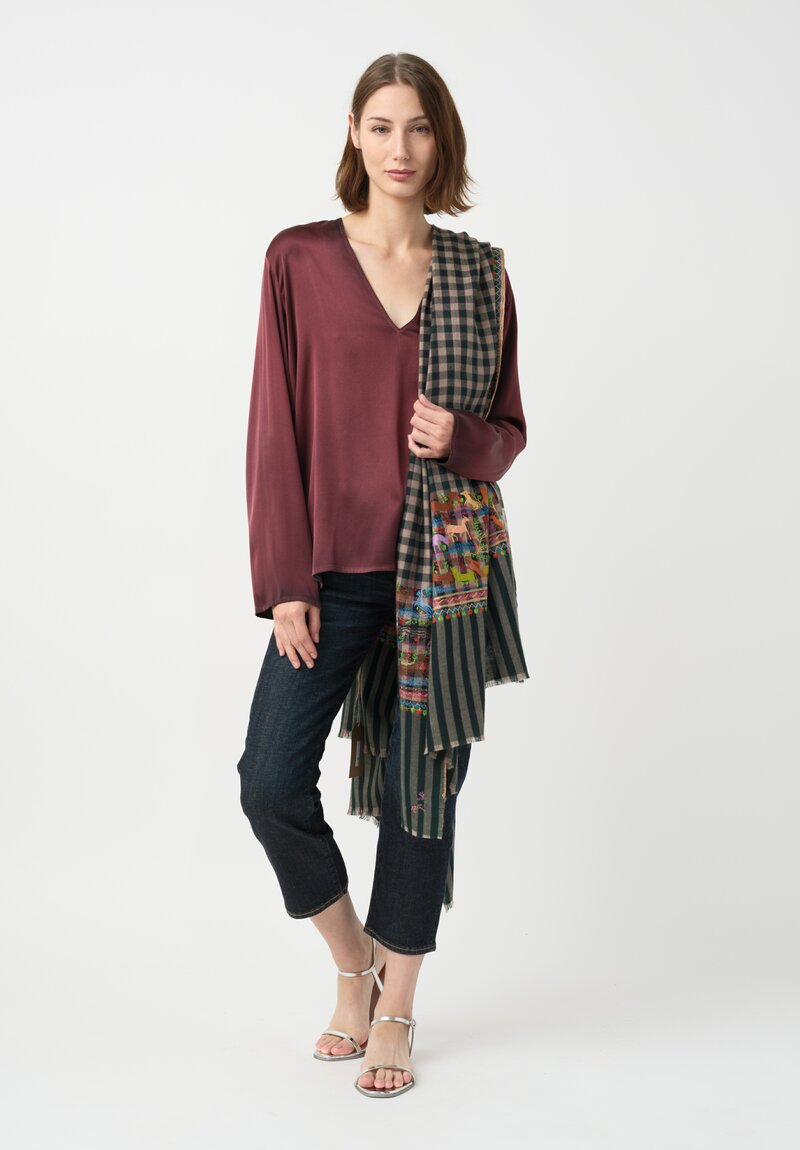 Yaser Shaw Embroidered Animals Cashmere Scarf