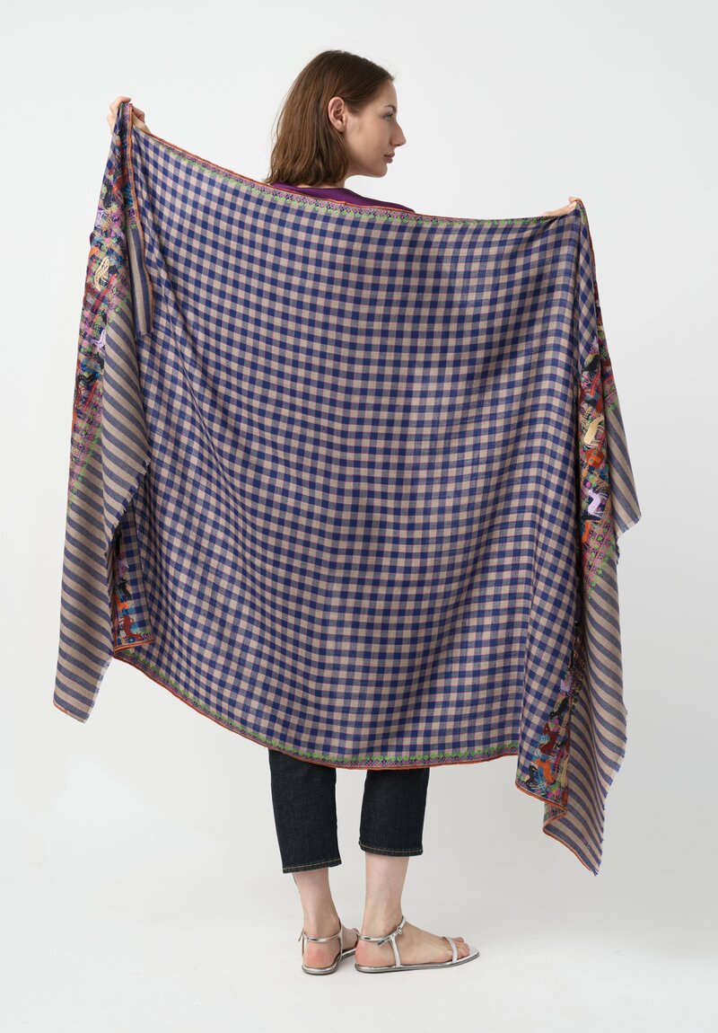 Yaser Shaw Embroidered Animals Cashmere Scarf