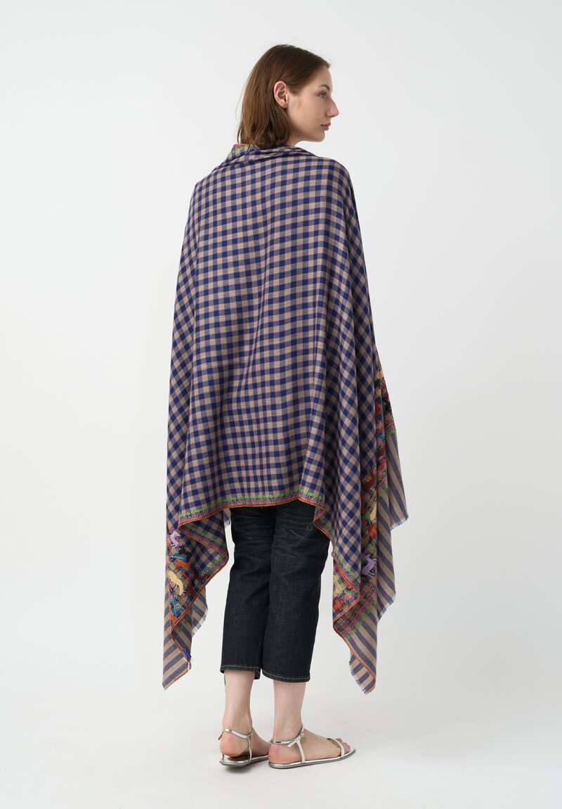 Yaser Shaw Embroidered Animals Cashmere Scarf