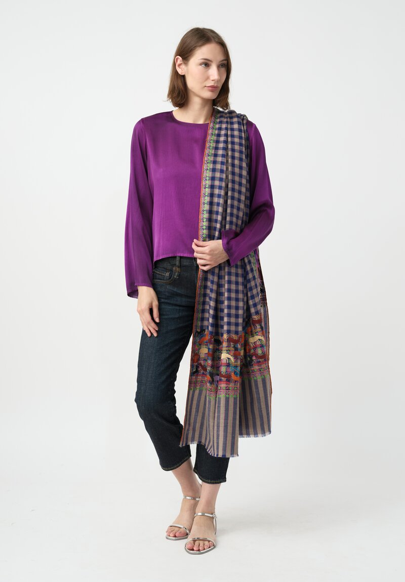 Yaser Shaw Embroidered Animals Cashmere Scarf