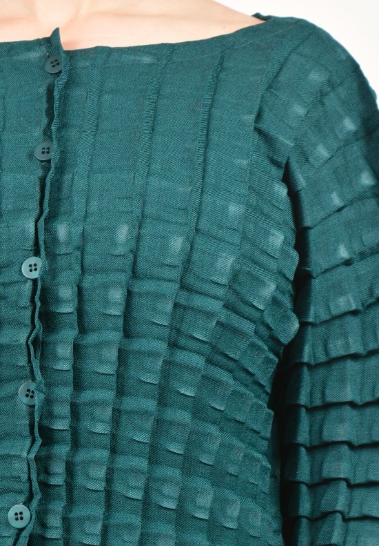 Issey Miyake Pleats Please Square Pleat Top in Forest Green 