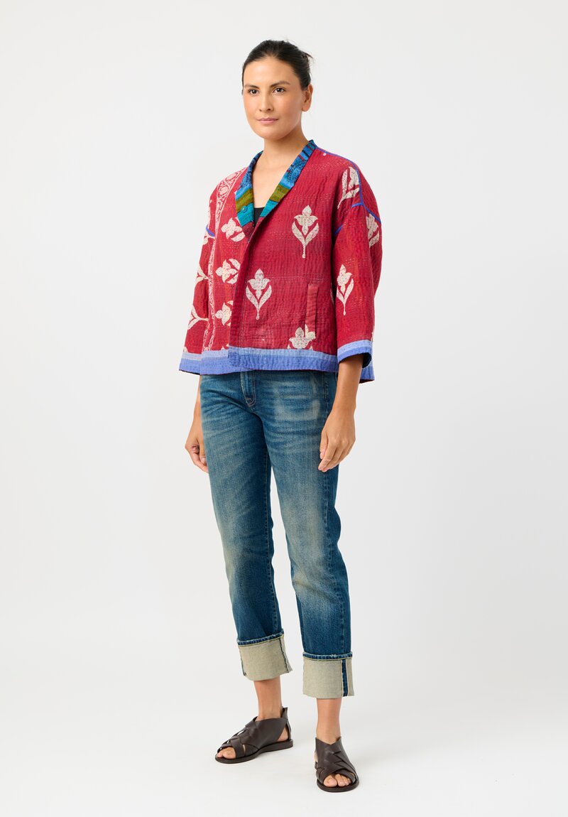 Mieko Mintz Over Dyed Cotton Kantha Cropped Jacket