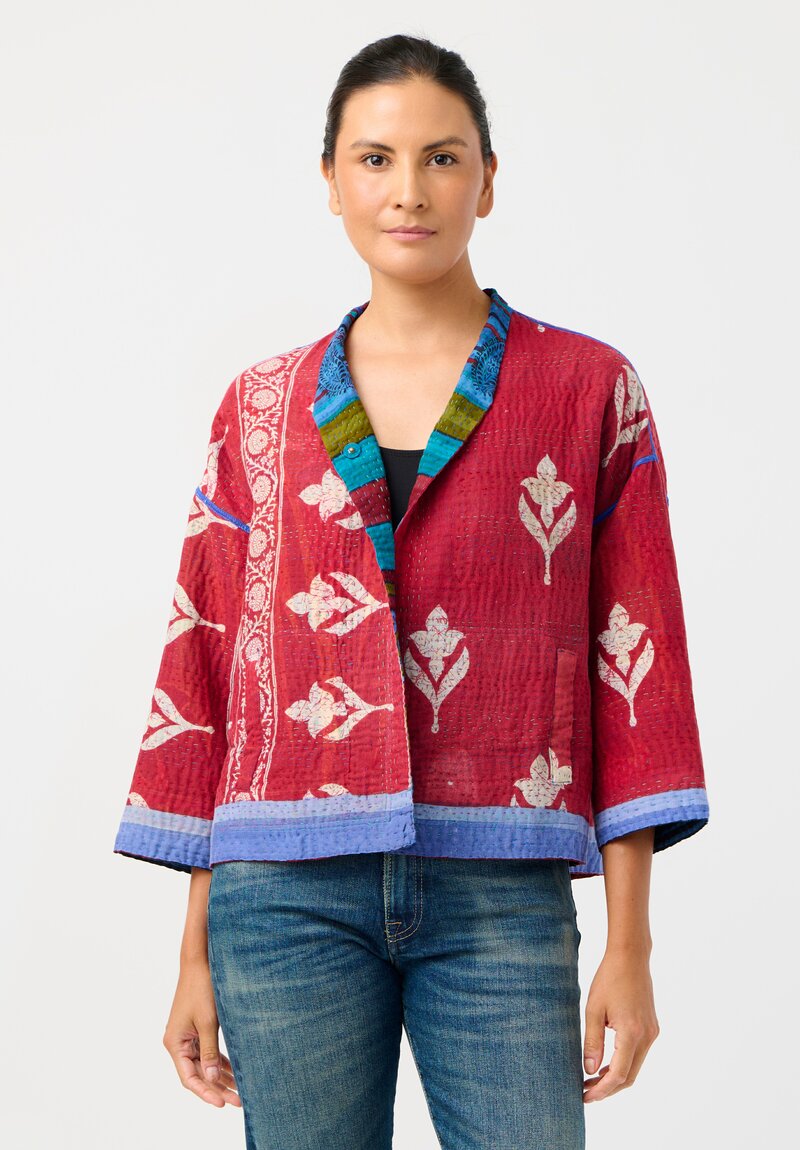 Mieko Mintz Over Dyed Cotton Kantha Cropped Jacket