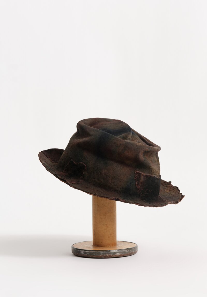 Horisaki Design & Handel One-of-a-Kind Hand-Dyed Rabbit Fur Felt Appliqué Hat